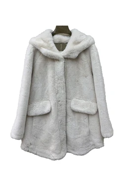 Пальто средней длины с капюшоном, модная одежда для пожилых людей, простая атмосфера, удобная осень и зима 2024, новинка 1213 года