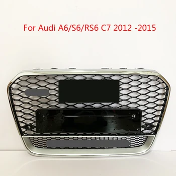 Передняя Спортивная Решетка Капота с Шестигранной Сеткой Honeycomb Chrome Black Для Audi A6/S6/RS6 C7 2012 2013 2014 2015