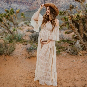 Платье для беременных в богемном стиле для фотосессии в розовой тематике на природе, плиссированное шифоновое платье для беременных, одежда для беременных женщин