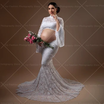 Платья для беременных женщин, сексуальный полый кружевной короткий топ, платье большого размера, платье для фотосессии во время беременности