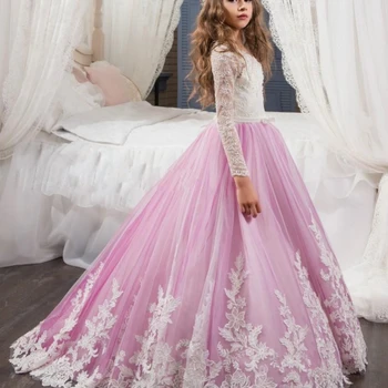 Платья для девочек с цветочным узором Пышное платье принцессы Платья для девочек Свадебное платье для девочек Милая малышка First Cummunion