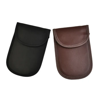 Полиуретановый кожаный чехол для блокировки RFID-сигнала, противоугонный вход без ключа, черный + коричневый Faraday, новая распродажа