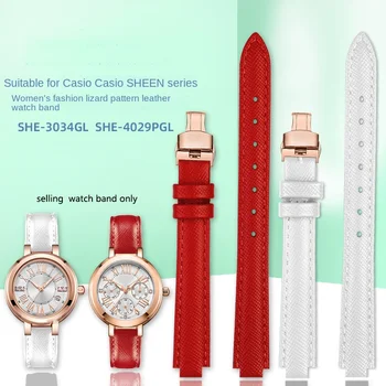 Ремешок из воловьей кожи, заменяющий женские часы Casio серии SHEEN SHE-3034GL /SHE-4029PG, аксессуары для ремешка из натуральной кожи