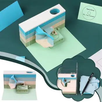 Ретро Чувства Фонограф 3D Блокнот 3D Украшение Записной книжки Сувениры Европейская Американская бумага для заметок Креативная Подарочная Резьба по бумаге