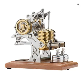 Самодельная модель двигателя Стирлинга, Высококачественная прецизионная металлическая двухцилиндровая машина, Игрушечная сборка, Подвижная металлическая механическая игрушка с двигателем