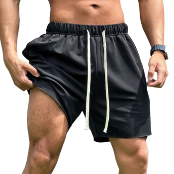 Свободные шорты для бега, мужские Летние шорты для спортзала, Фитнеса, Бодибилдинга, Однотонные черные Бермуды, мужские тренировочные штаны для спортивной одежды