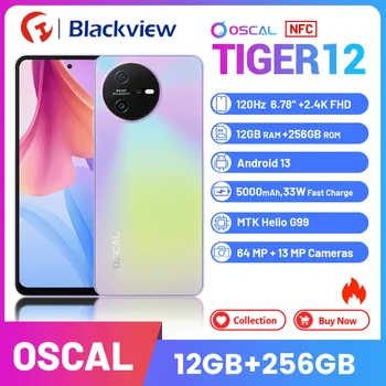 Смартфон Blackview Oscal Tiger 12, 8 + 128 ГБ / 12 + 256 ГБ, 5000 мАч, 64 Мп, G99, Восьмиядерный мобильный телефон, 6,78-дюймовый FHD NFC Android 13