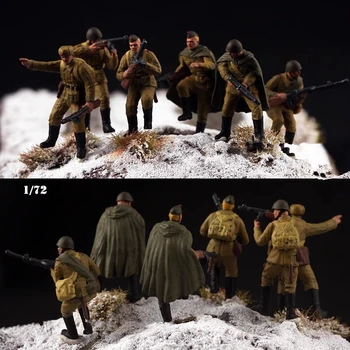 Советская боевая штурмовая группа пехоты в масштабе 1/72, 6 шт., фигурки солдат, модель, аксессуары для сцен, коллекция кукол, дисплей