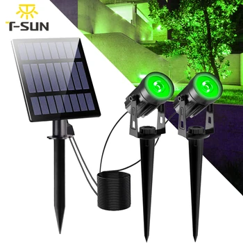 Солнечный светодиодный светильник T-SUN на открытом воздухе, супер яркий зеленый ландшафтный светильник IP65, водонепроницаемый солнечный прожектор, Солнечный садовый светильник, Солнечная лампа