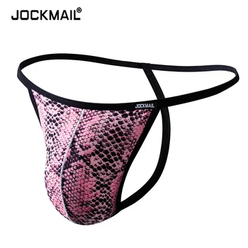 Стринги JOCKMAIL с леопардовым принтом, мужское сексуальное нижнее белье, стринги с т-образной спинкой, трусы-мешочки с выпуклостями, Дышащие Мягкие трусы, панталоны