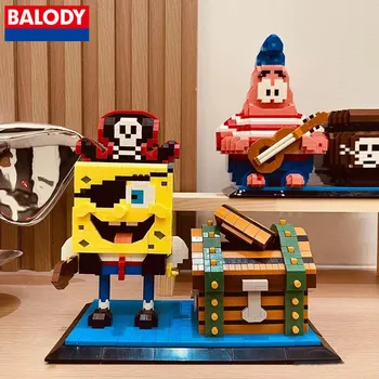 Строительные блоки BALODY, Губка Боб, игрушечный держатель для ручек, украшения, модель Патрика Стара, анимационный персонаж, собранный своими руками, детский подарок