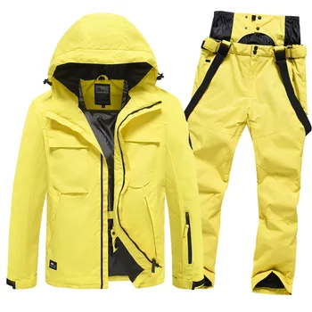 Термальный лыжный костюм для мужчин и женщин, Ветрозащитная, водонепроницаемая куртка для катания на лыжах и сноуборде, Брючный костюм, Мужская зимняя одежда, W