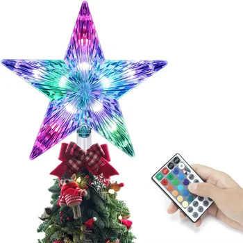 Топпер для Рождественской Елки Dia22CM Star Light 25LED С 5-точечной подсветкой RGB Сменный топпер для Рождественской елки с Пультом Дистанционного Управления для Праздничного Декора